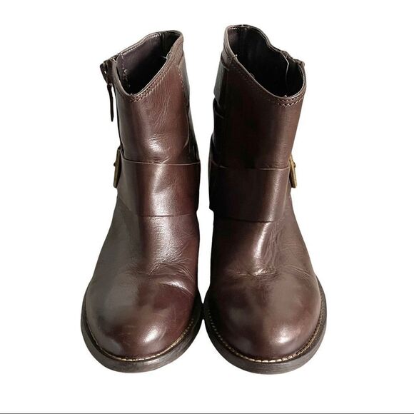 Browns B2 Brown Leather Ankle Boots With Buckles Inner Zip 38 - Picture 4 of 9